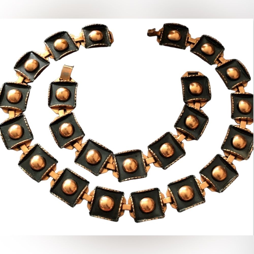 Vintage Mid Century Modern Renoir Copper Choker Necklace and Bracelet